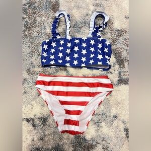 SHEIN Blue and Red Star Stripe Bikini Set